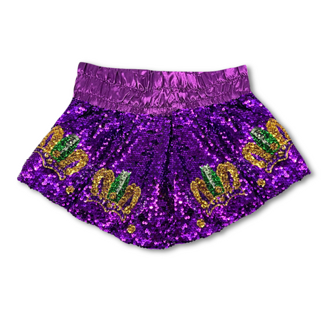 Purple Mardi Gras Sequin Jester Hat Shorts (Each)