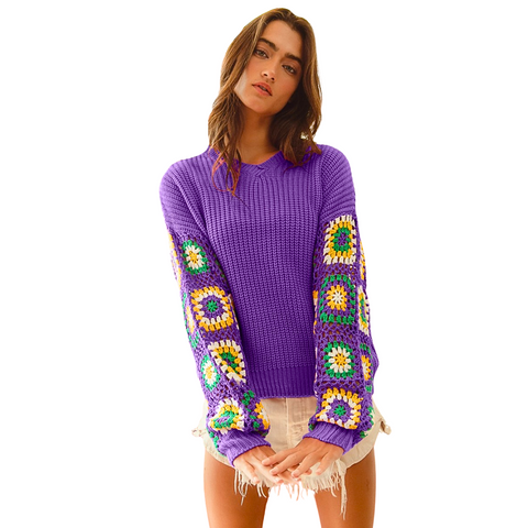 Mardi Gras Crochet Square Sweater (Each)