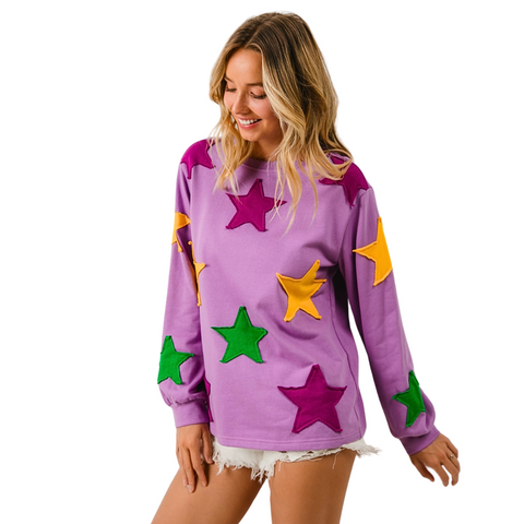 Purple Mardi Gras Star Sweatshirt (Each)