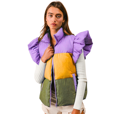 Mardi Gras Color Block Puffer Vest (Each)