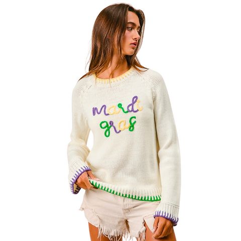 Ivory Mardi Gras Stitch Sweater (Each)