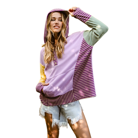 Lavender Kangaroo Pocket Hooded Sweater (Each)