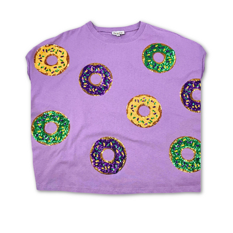 Light Purple Mardi Gras Sequin Donut Shirt (Each)