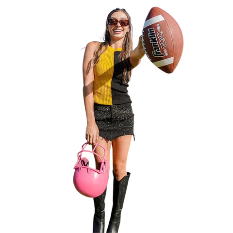 Black and Yellow Color Block Ribbed Tank Top (Each)