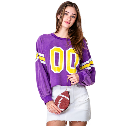 Purple and Yellow Game Day Jersey Long Sleeve Shirt (Each)