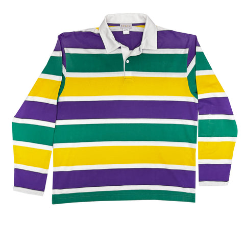Purple, Green, and Gold Sriped Rugby Long Sleeve Shirt (Each)