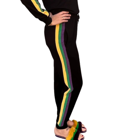 Adult Mardi Gras French Terry Striped Vintage Joggers (Each)