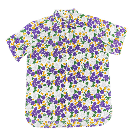 Mardi Gras Floral Block Print Button Up Shirt (Each)