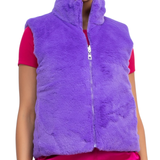 Purple Reversible Faux Fur Quilted Vest (Each)