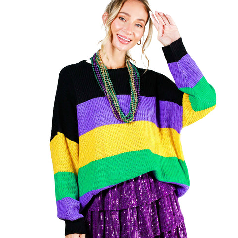 Black Mardi Gras Striped Sweater (Each)