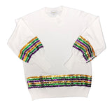 Off White Mardi Gras Sequin Trim Sweater (Each)