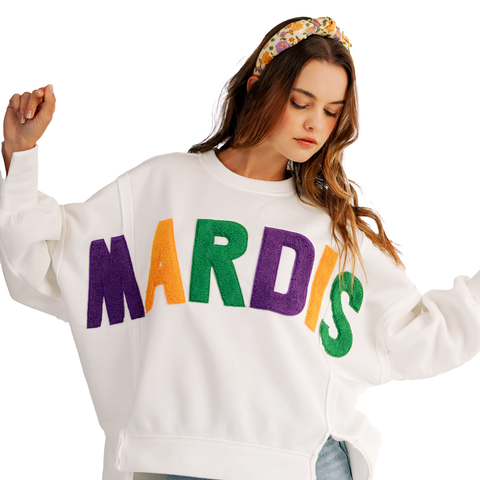 Ivory Mardi Puffy Letter Long Sleeve Sweater (Each)