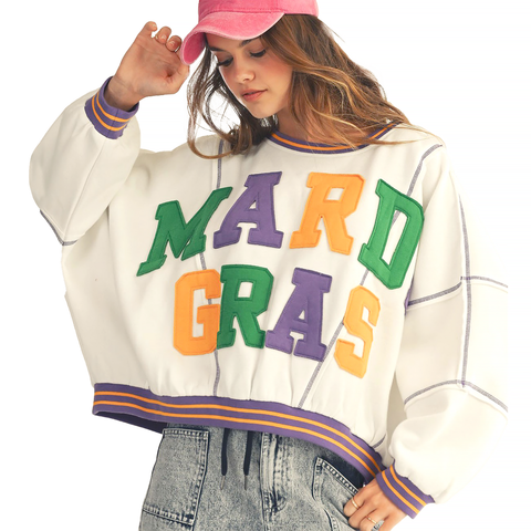 Ivory Mardi Gras Letter Sweatshirt (Each)