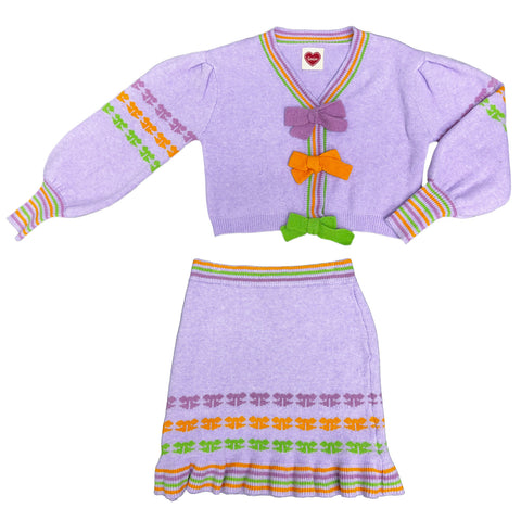 Lavender Mardi Gras Parade of Bows Top and Skirt Set (Each)