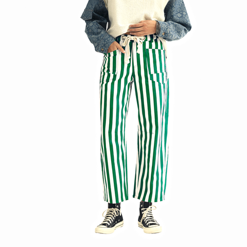 Green Cotton Mardi Gras Striped Pants (Each)