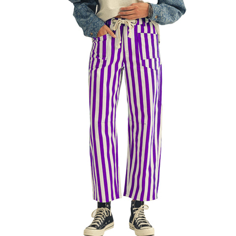 Purple Cotton Mardi Gras Striped Pants (Each)