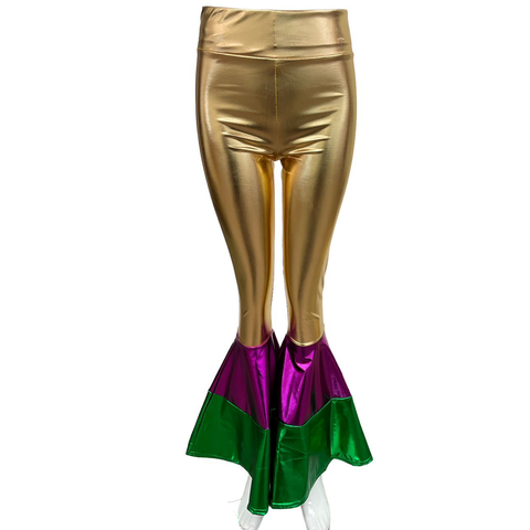 Mardi Gras Metallic Bell Bottom Leggings (Each)
