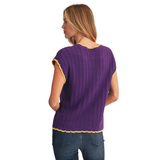 Scallop Edge Detail Lightweight Knit Top in Purple (Each)