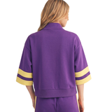 Purple and Gold Contrast Detail Casual Zip Up Sweatshirt (Each)