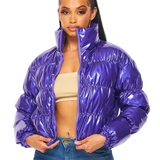Purple Patent Crop Puffer Jacket (Each)