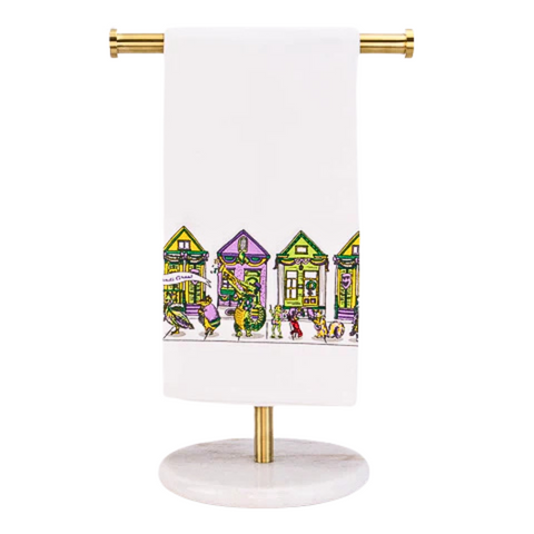 Mardi Gras Parade Hand Towel White/Multi 20"x28" (Each)