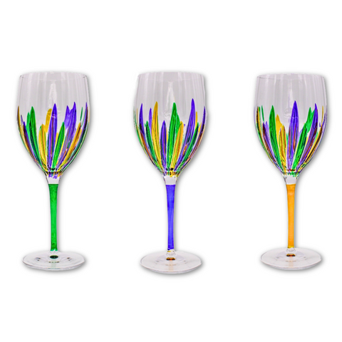 Incanto Mardi Gras Wine Glass - Assorted Colors (Each)