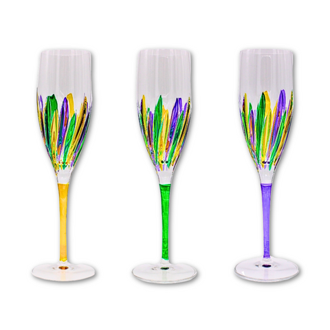 Incanto Mardi Gras Flute Champagne Glass - Assorted Colors (Each)