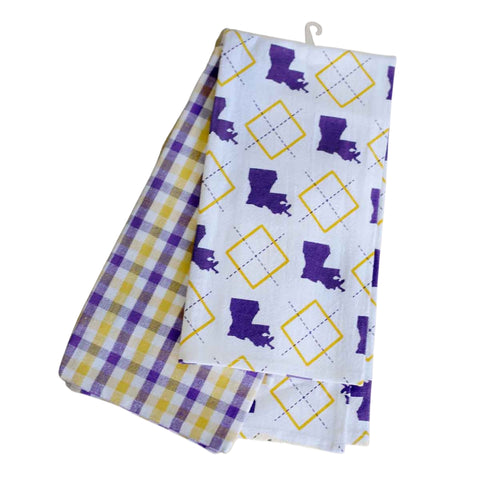 Louisiana Hand Towels -  Purple and Gold (Pack of 2)