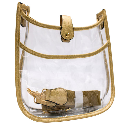 Game Day Clear Crossbody Gag With Gold Trim (Each)