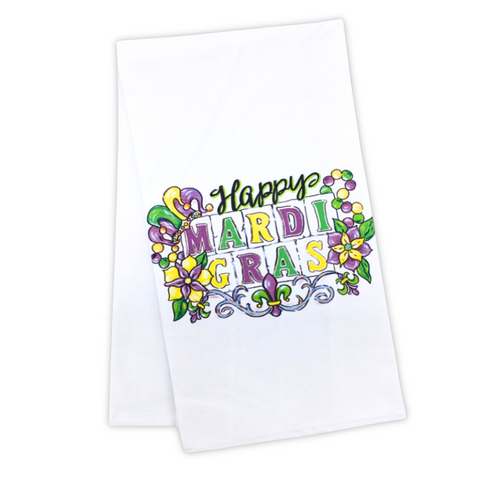 Happy Mardi Gras Tea Towel (Each)