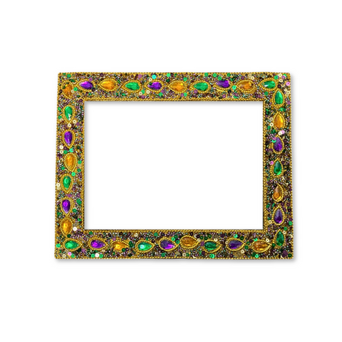 5" x 7" Purple, Green and Gold Rhinestone Mardi Gras Picture Frame (Each)