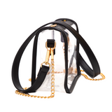 Clear Rectangle Crossbody Bag with Black and Gold Detachable Strap (Each)