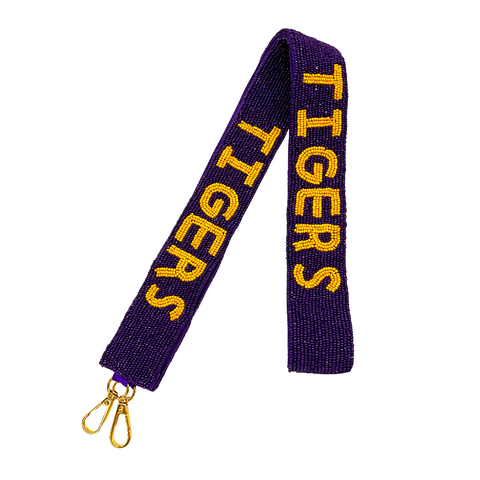 Purple and Gold TIGERS Beaded Purse Strap (Each)