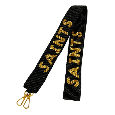 Black and Gold SAINTS Beaded Purse Strap (Each)