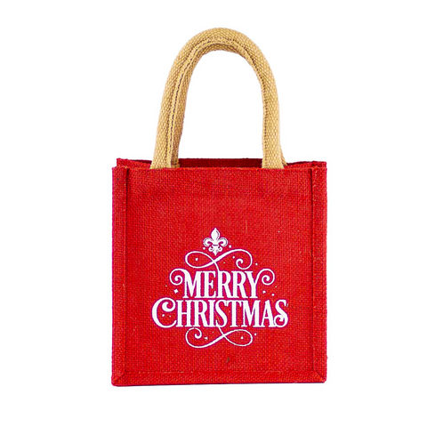 Merry Christmas Fleur De Lis Petite Gift Tote (Each)