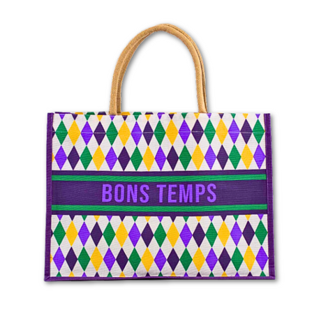 Purple, Green, & Gold Bon Temps Juco Tote (Each)