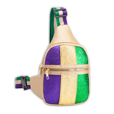 Mardi Gras Sparkle Stripe Sling Bag (Each)