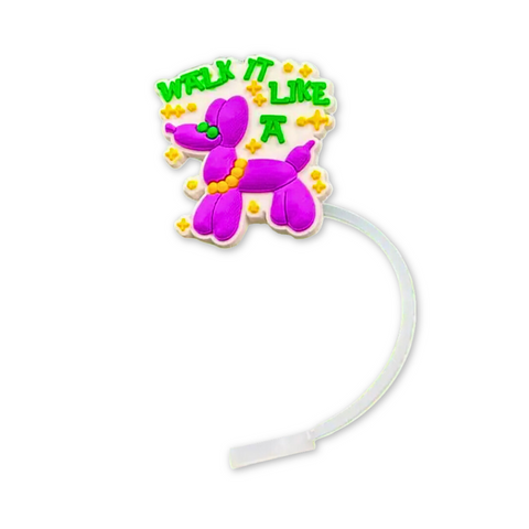 Mardi Gras Walk It Like A Dog Straw Topper (Each)