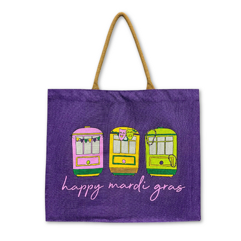 Purple Mardi Gras Streetcar Carryall Tote (Each)