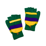 Purple, Yellow, and Green Striped Knit Gloves (Each)