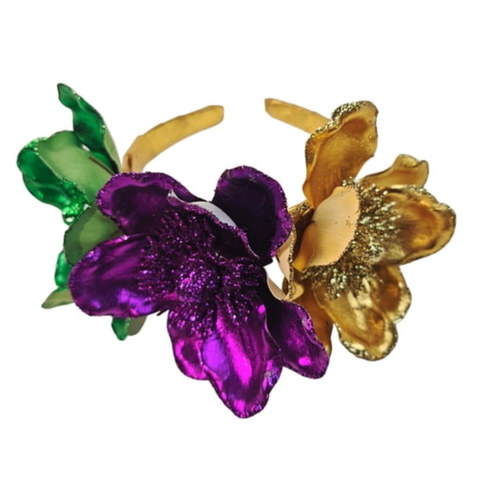 10" Mardi Gras Magnolia Hair Clip (Each)