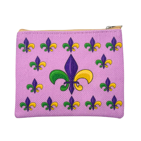 Lavender Mardi Gras Fleur de Lis Coin Purse (Each)