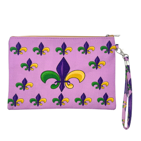 Lavender Mardi Gras Fleur de Lis Wristlet (Each)
