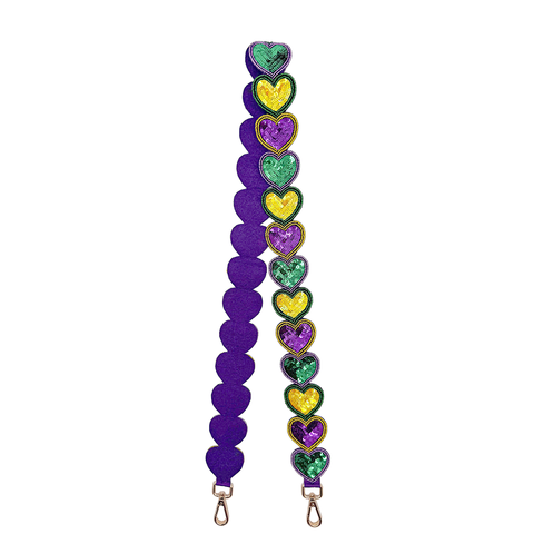 Mardi Gras Sequin Heart Purse Strap (Each)