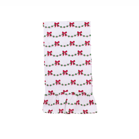 Christmas Bow Garland Ruffle Hand Towel (Each)