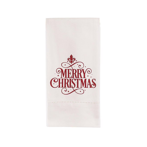Merry Christmas Fleur Hemstitch Hand Towel (Each)