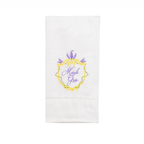 Mardi Gras Crest Hemstitch Hand Towel (Each)