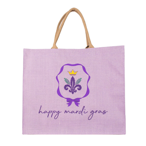 Happy Mardi Gras Bow Carryall Tote (Each)