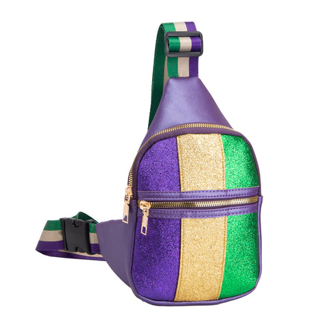 Mardi Gras Glittered Sling Bag (Each)