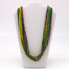 27" Purple, Green and Yellow Assorted Glass Bead Necklace (Dozen)